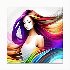 Colorful Woman With Colorful Hair Canvas Print