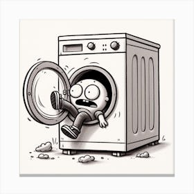 Man In A Washing Machine Canvas Print
