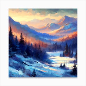 Winter Landscape Painting Canvas Print