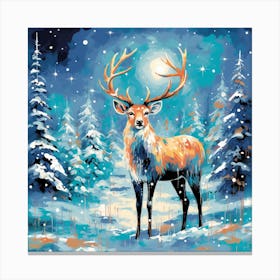 Deer In The Snow 3 Canvas Print