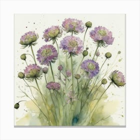 Purple Cosmos flower plants painting art print Canvas Print