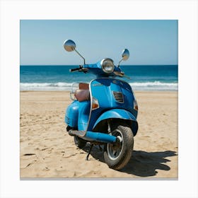 Vespa On The Beach Canvas Print