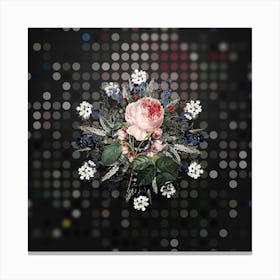 Vintage Centifolia Roses Flower Wreath on Dot Bokeh Pattern n.0578 Canvas Print