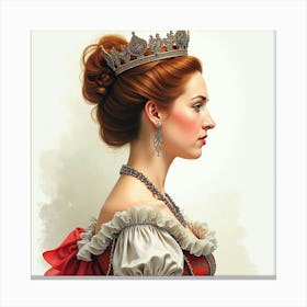 Majestic Watercolor Portrait Of Queen Elizabeth I, Highlighting Her Grace 1 Canvas Print