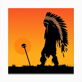 Indian Chief Silhouette Canvas Print