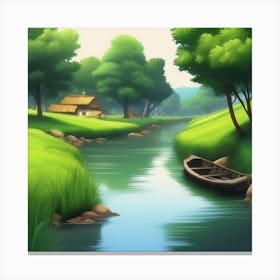 Landscape With A Boat Canvas Print