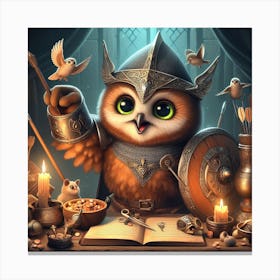 Owl In Armor Canvas Print