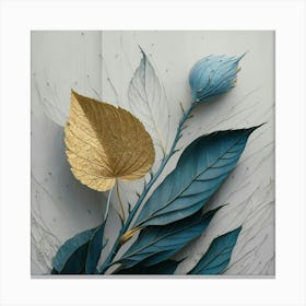 Blue And Gold Leaves Canvas Print