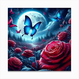 Roses And Butterflies 6 Canvas Print