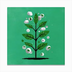 Illustration Of Growing Plant In The Style Of Pi 3 Canvas Print