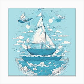 Sailboat In The Sea 2 Canvas Print