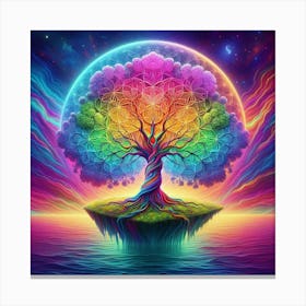Tree of life with rainbow Canvas Print