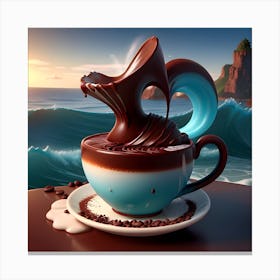 Coffee Pouring Over The Ocean Canvas Print