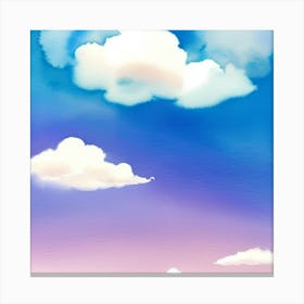 Watercolor Sky With Clouds Canvas Print