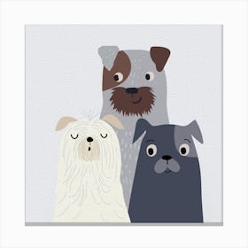 Three Dogs Drawing Nature Animals Dogs Canvas Print