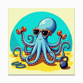 Flux Dev A Whimsical Illustration Of An Octopus Wearing A Pair 3 Canvas Print