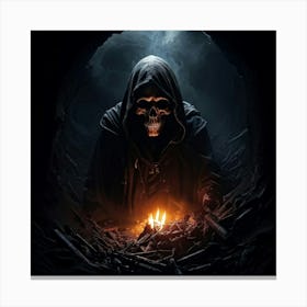 Grim Reapers Skull Plunged Into A Hole Of Bleak Darkness Where Not Even The Dimmest Light Infiltr (2) Canvas Print