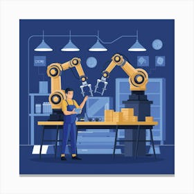 Robots In The Factory Canvas Print