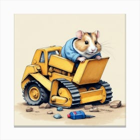 Hamster In A Bulldozer 1 Canvas Print