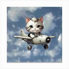 Kitty On A Plane Canvas Print