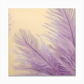 Lilac feathers on light yellow background Canvas Print