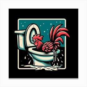 Rooster In The Toilet 4 Canvas Print