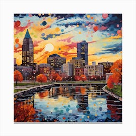 Sunset Over The River Canvas Print