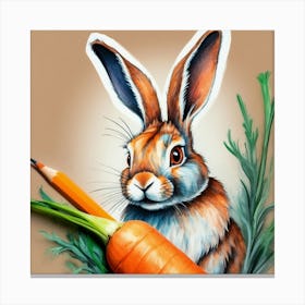 Rabbit With Pencil Canvas Print