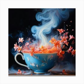 Tea Cup With Flowers 1 Canvas Print