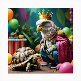 The King Of The Birds Scolding Tortoise With A Firm But Fair Expression In The Party (2) Canvas Print