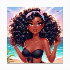 Black Girl In Bikini 2 Canvas Print