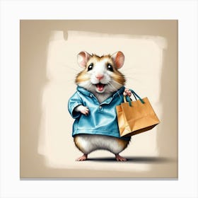 Hamster With Shopping Bags 2 Canvas Print