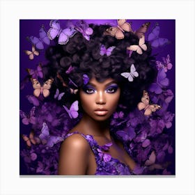Beautiful African Woman With Butterflies 2 Canvas Print