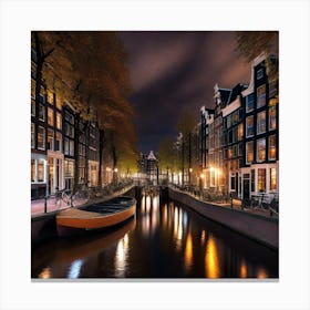 Amsterdam At Night 9 Canvas Print