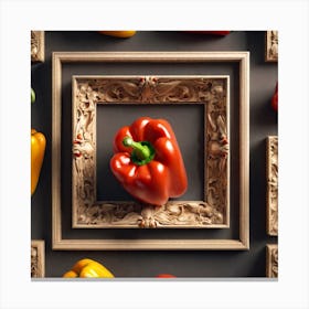 Peppers In A Frame 46 Canvas Print