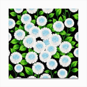 Blue And White Chrysanthemums 4 Canvas Print