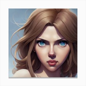 Beautiful Girl With Blue Eyes Hyper-Realistic Anime Portraits Canvas Print