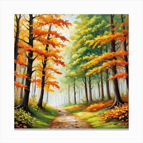 Forest In Autumn In Minimalist Style Square Composition 233 Canvas Print