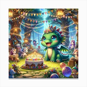 Little Dragon birthday party Canvas Print