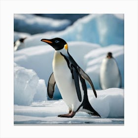 Penguins On Ice Canvas Print