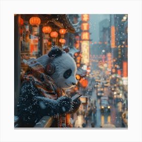 Panda Bear In The Snow 1 Canvas Print