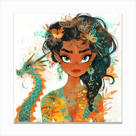 Dragon And A Girl Canvas Print