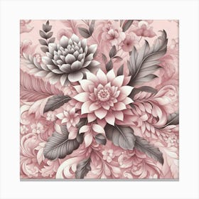 Pink Floral Wallpaper 3 Canvas Print