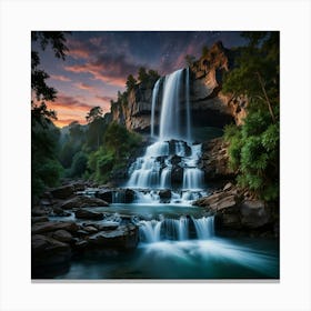 Waterfall At Night 22 Canvas Print