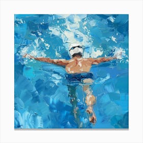 A Swimmer In A Pool Oil Painting Illustration 1718672375 2 Canvas Print