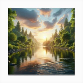 Sunset In The Forest Canvas Print