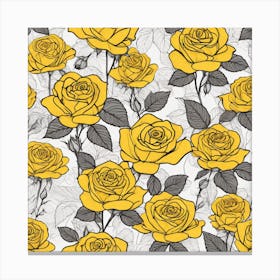 Yellow Roses Seamless Pattern 13 Canvas Print