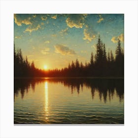 Sunset Over Lake Canvas Print