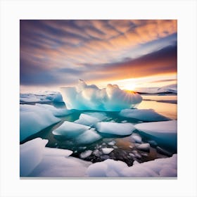 Icebergs At Sunset 53 Canvas Print