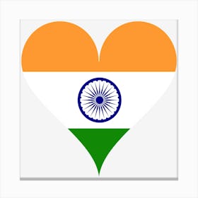 Heart Love Coat Of Arms Flag India South Asia Heart Shaped Chakra Wheel Canvas Print